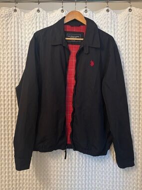 U.S. Polo Assn. Men’s Black Jacket with Red Interior and Logo